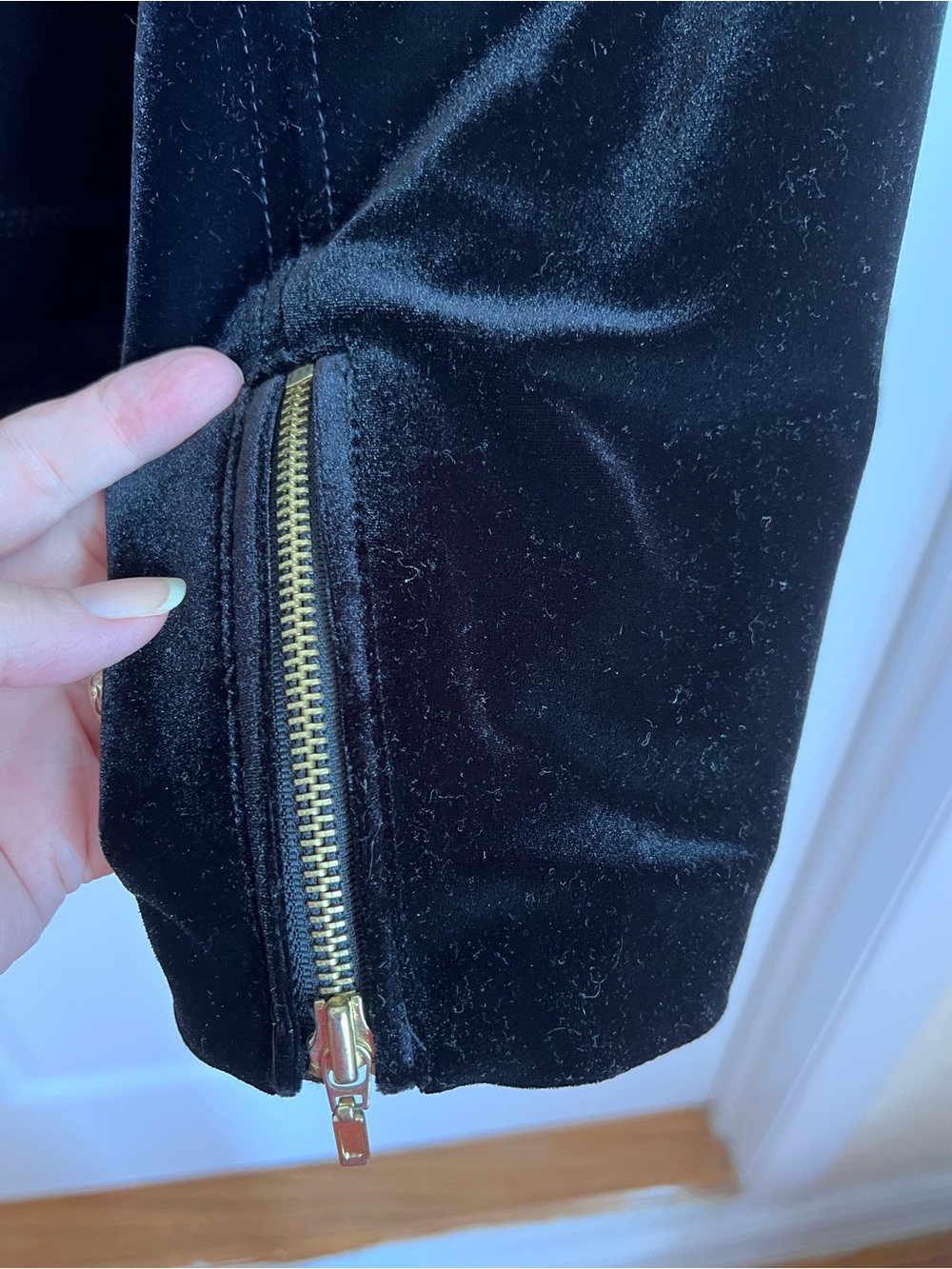 INC Black Velvet Moto Jacket with Gold Hardware EUC - Picture 8 of 11